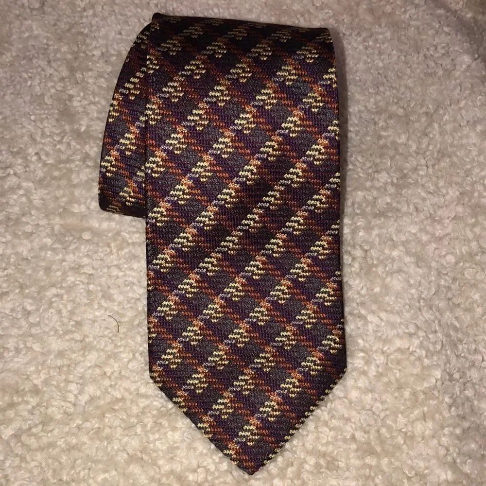 Jos. A. Bank Premier Burgundy Rust Gold Collection Tweed Silk Tie